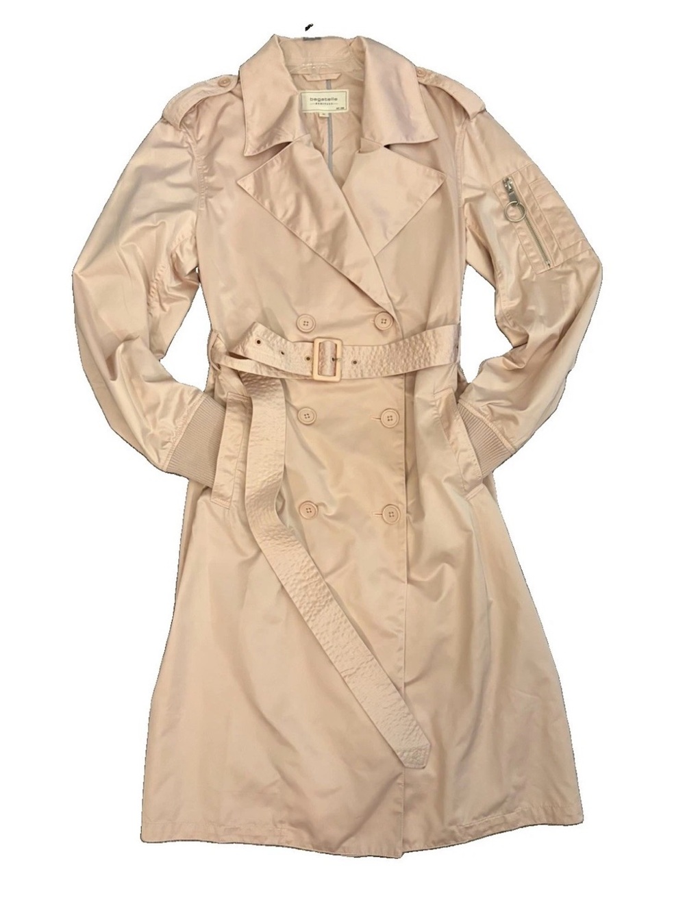 Bagatelle Heritage Women’s Light Pink Trench Coat Rain Jacket Belted